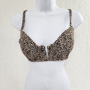 Bikini Top Animal Print Leopard Black Tan 36c
